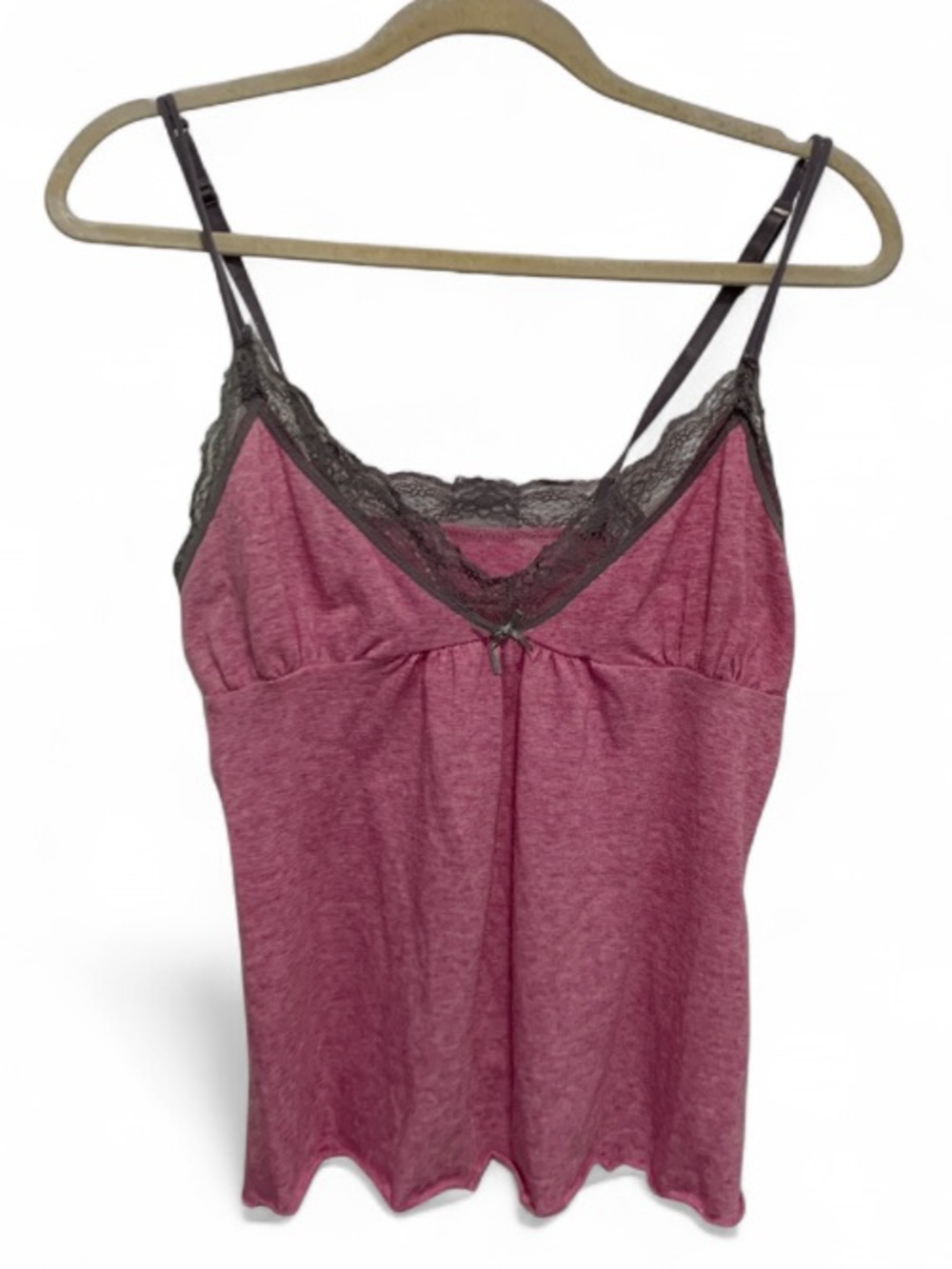 Y2K Style Pink Gray Lace-Trim Camisole Tank Top